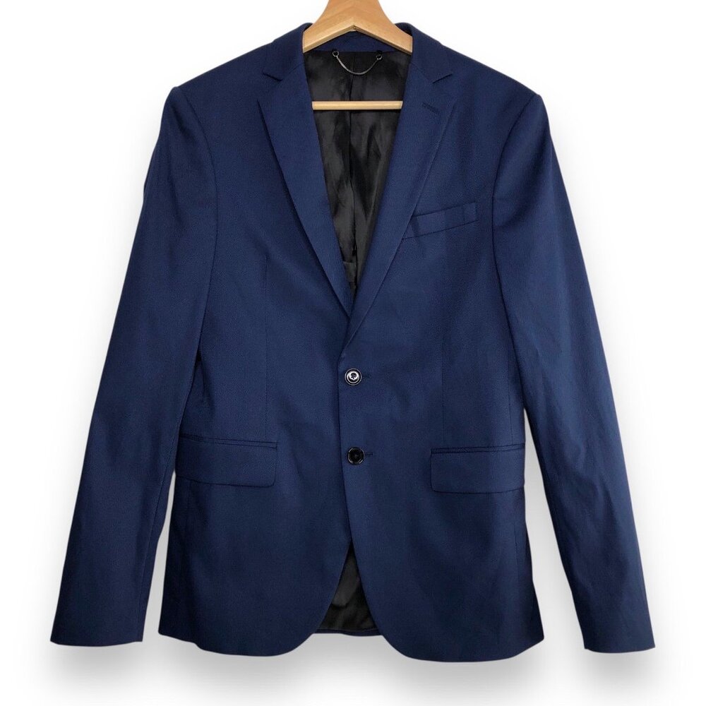 ZARA Mens Navy Blue Blazer Jacket US 36/EU 46 Preppy Academia Business Casual